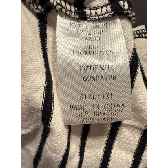 White Birch Black & White Striped Flowy Top Size 1XL Cotton & Rayon Blend Boho - Picture 9 of 13